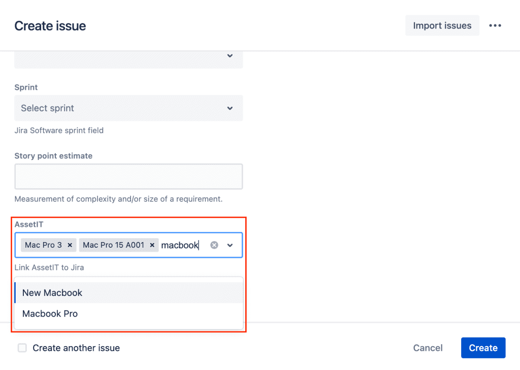 link an asset to a Jira issue