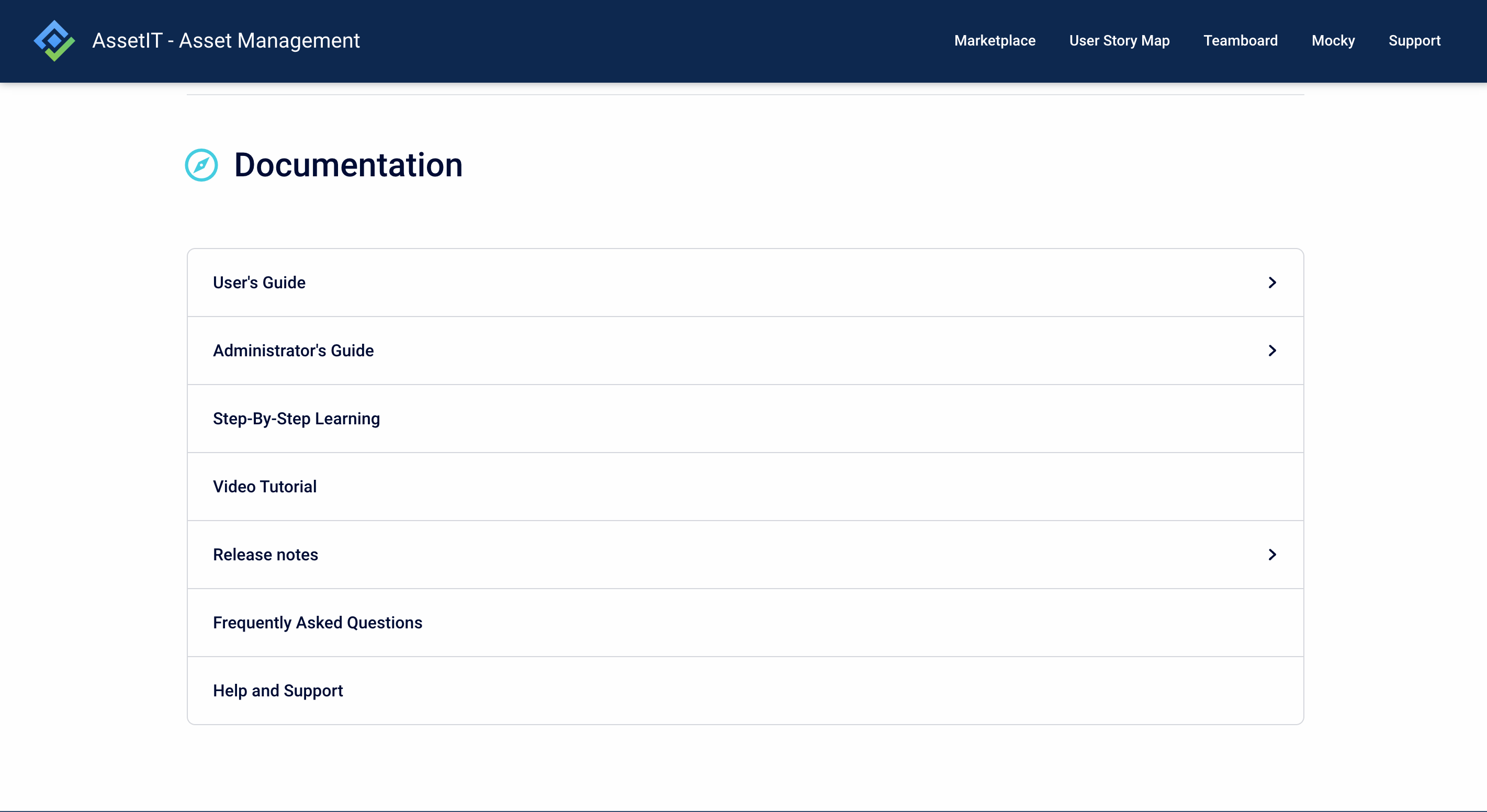 Documentation on the IT asset management platform website