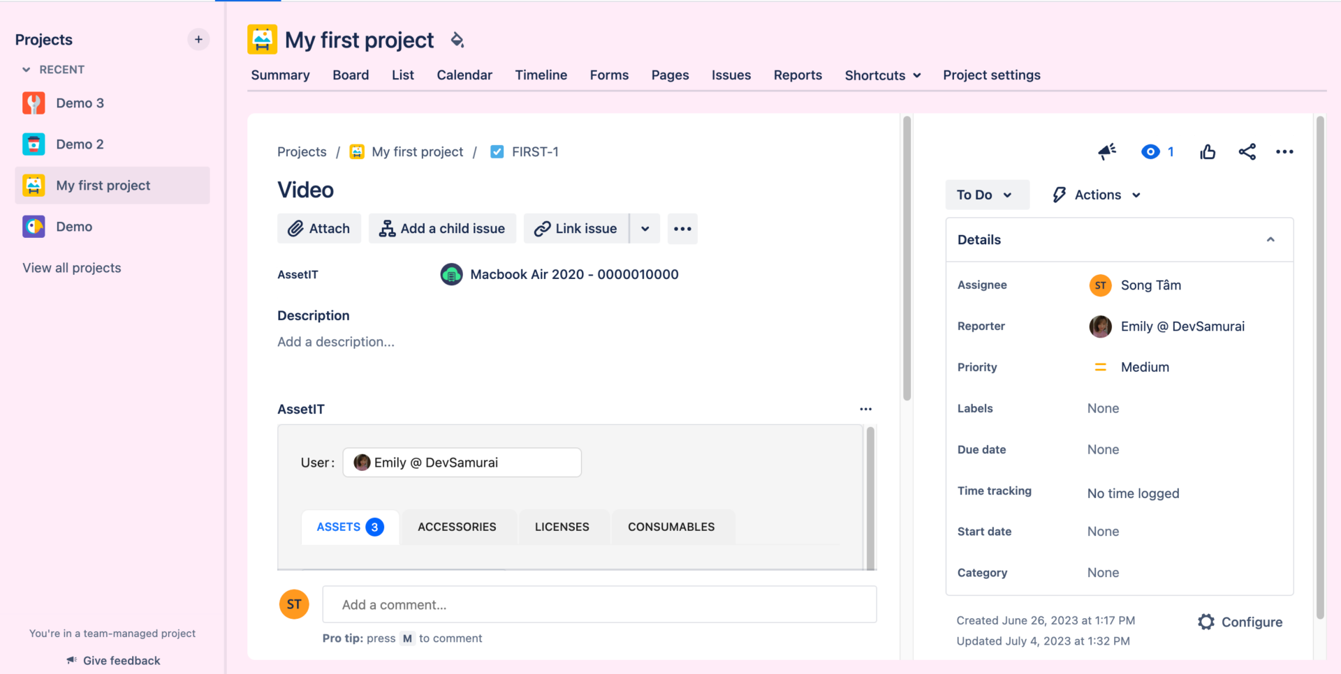 Link Asset to a Jira Issue