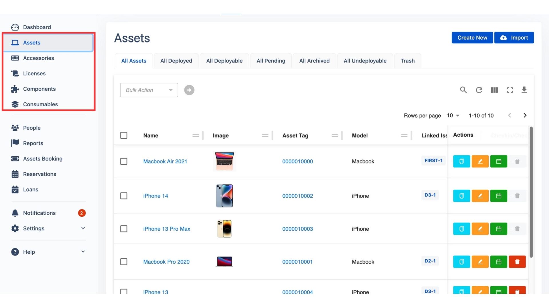 Asset categories for better inventory tracking