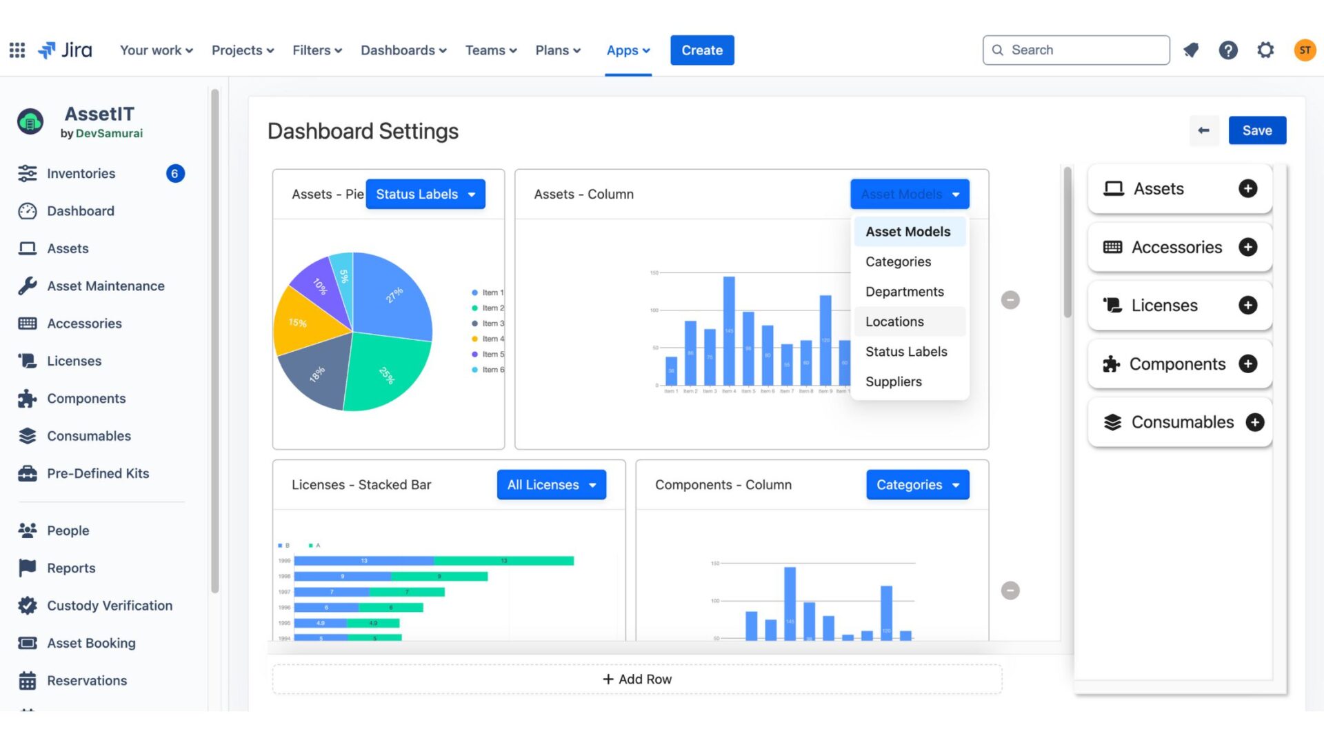 Customize the AssetIT dashboard to have an overview of your data
