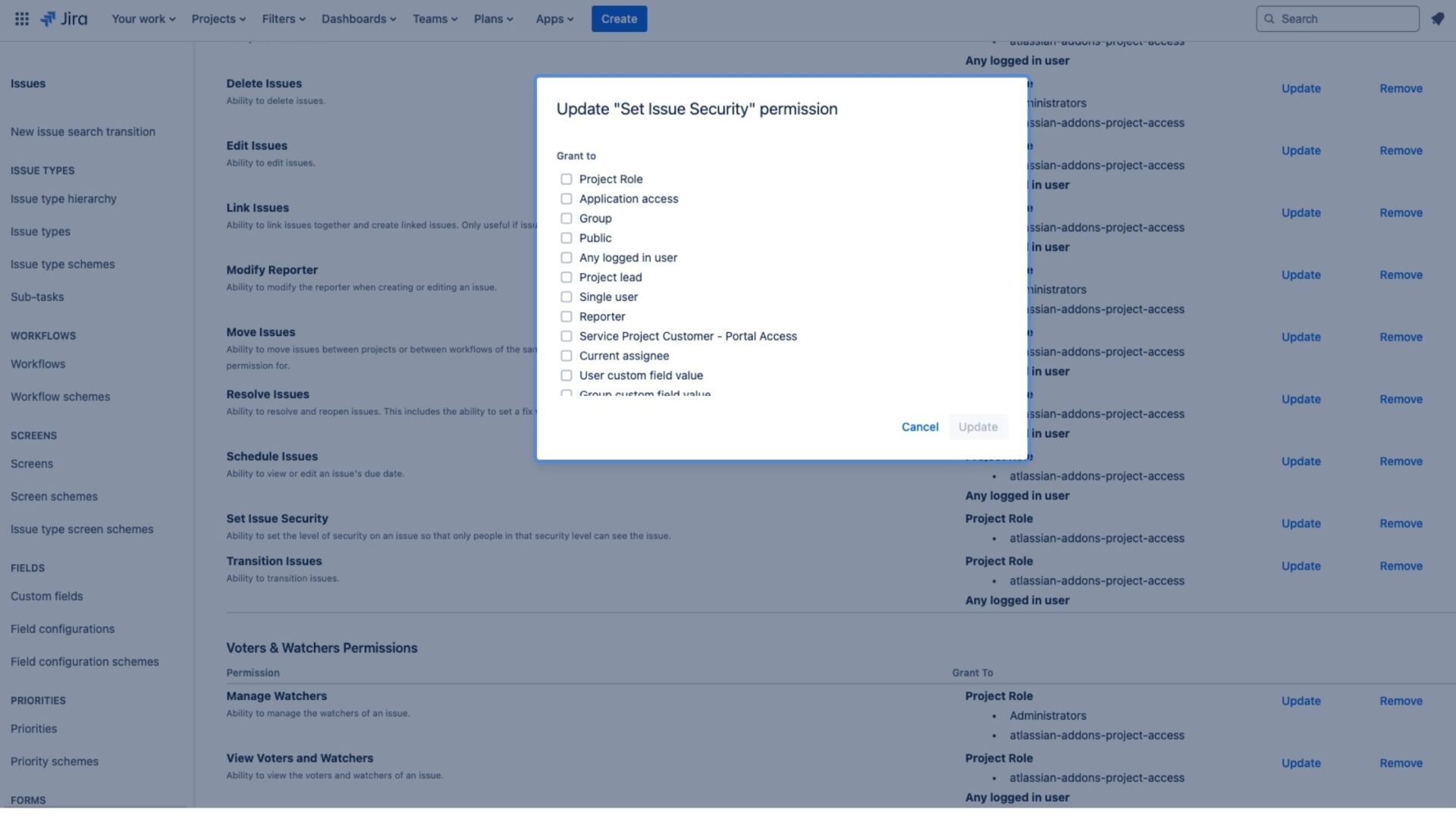 configure issue security schemes in Jira