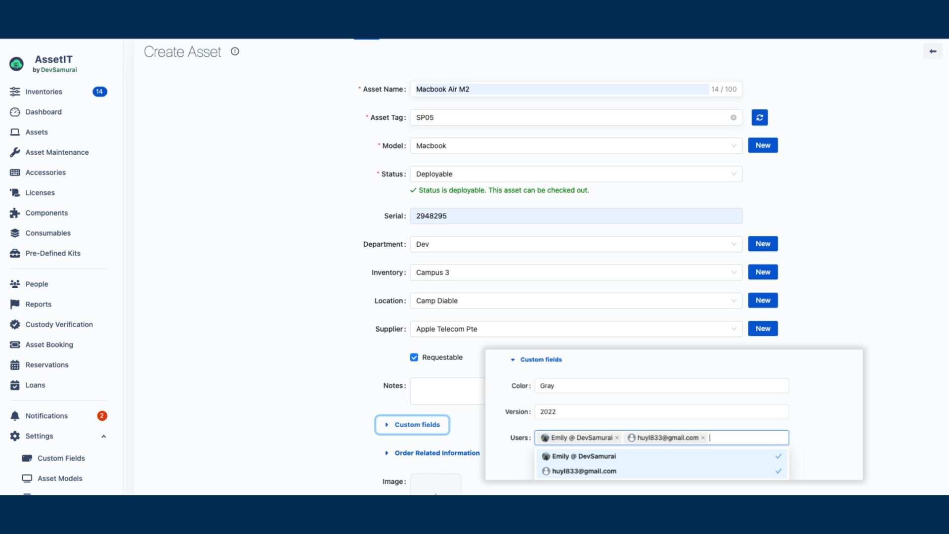 Custom Fields in AssetIT