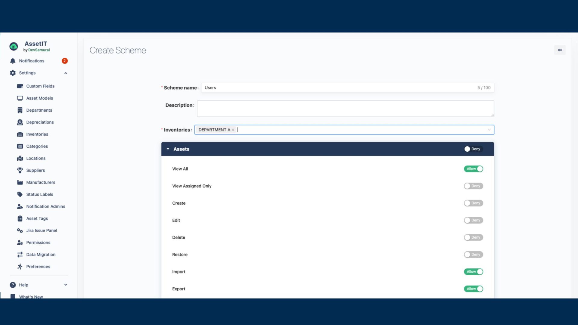 Permission Scheme by Jira asset inventory