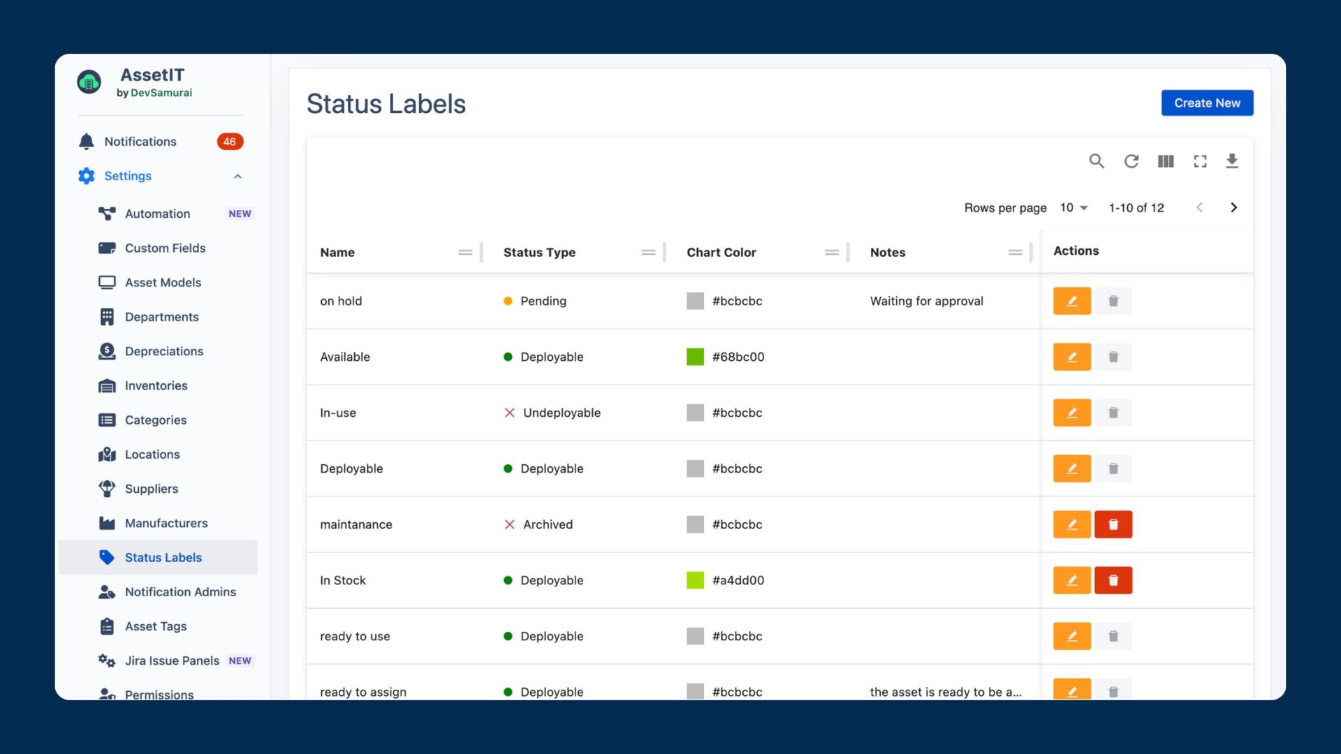 Set up custom Jira inventory tracking lifecycle stages to monitor each asset’s condition